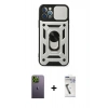MARSİLYAN™- iPhone 12 Pro Kılıf Ahenk Klasik - Şeffaf Uv Polymer Nano Ekran Koruyucu + Neon Fosforlu Kamera Lens - YL