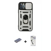 MARSİLYAN™- iPhone 12 Pro Kılıf Ahenk Klasik - Şeffaf Uv Polymer Nano Ekran Koruyucu + Renkli Kamera Lens Koruma Cam - MI