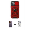 MARSİLYAN™- iPhone 12 Pro Kılıf Ahenk Klasik - Şeffaf Uv Polymer Nano Ekran Koruyucu + Neon Fosforlu Kamera Lens - SI