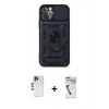 MARSİLYAN™- iPhone 12 Pro Kılıf Ahenk Klasik - Şeffaf Uv Polymer Nano Ekran Koruyucu + Shine Kamera Lens - GD