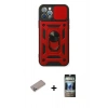 MARSİLYAN™- iPhone 12 Pro Kılıf Ahenk Klasik - Siyah 34D Hayalet Izgaralı Cam + Shine Kamera Lens Koruma Cam - SABE
