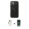 MARSİLYAN™- iPhone 12 Pro Kılıf Ahenk Klasik - Siyah 360 Mat Full Body Arka Koruyucu + Shine Kamera Lens - GD