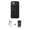 MARSİLYAN™- iPhone 12 Pro Kılıf Ahenk Klasik - Siyah 360 Mat Full Body Arka Koruyucu + Shine Kamera Lens - MI