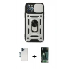 MARSİLYAN™- iPhone 12 Pro Kılıf Ahenk Klasik - Siyah 360 Mat Full Body Arka Koruyucu + Shine Kamera Lens - MI