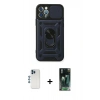 MARSİLYAN™- iPhone 12 Pro Kılıf Ahenk Klasik - Siyah 360 Mat Full Body Arka Koruyucu + Shine Kamera Lens - MI