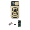 MARSİLYAN™- iPhone 12 Pro Kılıf Ahenk Klasik - Siyah 360 Mat Full Body Arka Koruyucu + Shine Kamera Lens Koruma Cam - SABE