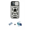MARSİLYAN™- iPhone 12 Pro Kılıf Ahenk Klasik - Siyah 3D Antistatik Cam Ekran Koruyucu + Shine Kamera Lens Koruma Cam - MI