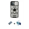 MARSİLYAN™- iPhone 12 Pro Kılıf Ahenk Klasik - Siyah 3D Antistatik Cam Ekran Koruyucu + Shine Kamera Lens Koruma Cam - SH