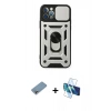 MARSİLYAN™- iPhone 12 Pro Kılıf Ahenk Klasik - Siyah 3D Antistatik Cam Ekran Koruyucu + Shine Kamera Lens Koruma Cam - GI