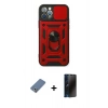 MARSİLYAN™- iPhone 12 Pro Kılıf Ahenk Klasik - Siyah 3D Antistatik Hayalet Cam Ekran Koruyucu + Metal Kamera Lens Koruma Cam - AKYL