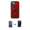 MARSİLYAN™- iPhone 12 Pro Kılıf Ahenk Klasik - Siyah 3D Antistatik Hayalet Cam Ekran Koruyucu + Neon Fosforlu Kamera Lens - BZ