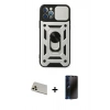 MARSİLYAN™- iPhone 12 Pro Kılıf Ahenk Klasik - Siyah 3D Antistatik Hayalet Cam Ekran Koruyucu + Rainbow Kamera Lens Koruma Cam - GD