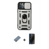 MARSİLYAN™- iPhone 12 Pro Kılıf Ahenk Klasik - Siyah 3D Antistatik Hayalet Cam Ekran Koruyucu + Metal Kamera Lens Koruma Cam - GS