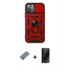 MARSİLYAN™- iPhone 12 Pro Kılıf Ahenk Klasik - Siyah 3D Antistatik Hayalet Cam Ekran Koruyucu + Metal Kamera Lens Koruma Cam - GS