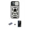 MARSİLYAN™- iPhone 12 Pro Kılıf Ahenk Klasik - Siyah 3D Antistatik Hayalet Cam Ekran Koruyucu + Renkli Kamera Lens Koruma Cam - MI