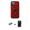 MARSİLYAN™- iPhone 12 Pro Kılıf Ahenk Klasik - Siyah 3D Antistatik Hayalet Cam Ekran Koruyucu + Renkli Kamera Lens Koruma Cam - MI