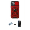 MARSİLYAN™- iPhone 12 Pro Kılıf Ahenk Klasik - Siyah 3D Antistatik Hayalet Cam Ekran Koruyucu + Shine Kamera Lens Koruma Cam - MI