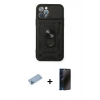 MARSİLYAN™- iPhone 12 Pro Kılıf Ahenk Klasik - Siyah 3D Antistatik Hayalet Cam Ekran Koruyucu + Shine Kamera Lens Koruma Cam - MI