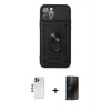 MARSİLYAN™- iPhone 12 Pro Kılıf Ahenk Klasik - Siyah 3D Antistatik Hayalet Cam Ekran Koruyucu + Shine Kamera Lens - MI