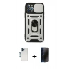 MARSİLYAN™- iPhone 12 Pro Kılıf Ahenk Klasik - Siyah 3D Antistatik Hayalet Cam Ekran Koruyucu + Shine Kamera Lens - MI