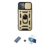 MARSİLYAN™- iPhone 12 Pro Kılıf Ahenk Klasik - Siyah 3D Antistatik Seramik Nano Ekran Koruyucu + Metal Kamera Lens Koruma Cam - AKYL
