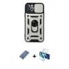 MARSİLYAN™- iPhone 12 Pro Kılıf Ahenk Klasik - Siyah 3D Antistatik Seramik Nano Ekran Koruyucu + Metal Kamera Lens Koruma Cam - AKYL