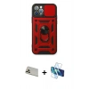MARSİLYAN™- iPhone 12 Pro Kılıf Ahenk Klasik - Siyah 3D Antistatik Seramik Nano Ekran Koruyucu + Rainbow Kamera Lens Koruma Cam - GD