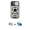 MARSİLYAN™- iPhone 12 Pro Kılıf Ahenk Klasik - Siyah 3D Antistatik Seramik Nano Ekran Koruyucu + Rainbow Kamera Lens Koruma Cam - GD