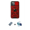MARSİLYAN™- iPhone 12 Pro Kılıf Ahenk Klasik - Siyah 3D Antistatik Seramik Nano Ekran Koruyucu + Metal Kamera Lens Koruma Cam - MI