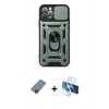 MARSİLYAN™- iPhone 12 Pro Kılıf Ahenk Klasik - Siyah 3D Antistatik Seramik Nano Ekran Koruyucu + Metal Kamera Lens Koruma Cam - MI