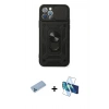 MARSİLYAN™- iPhone 12 Pro Kılıf Ahenk Klasik - Siyah 3D Antistatik Seramik Nano Ekran Koruyucu + Shine Kamera Lens Koruma Cam - MI