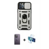 MARSİLYAN™- iPhone 12 Pro Kılıf Ahenk Klasik - Siyah 3D Antistatik Seramik Nano Ekran Koruyucu + Neon Fosforlu Kamera Lens - BZ
