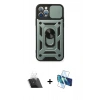 MARSİLYAN™- iPhone 12 Pro Kılıf Ahenk Klasik - Siyah 3D Antistatik Seramik Nano Ekran Koruyucu + Kamera Lens Koruma Cam - SF