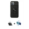 MARSİLYAN™- iPhone 12 Pro Kılıf Ahenk Klasik - Siyah 3D Antistatik Seramik Nano Ekran Koruyucu + Kamera Lens Koruma Cam - SF