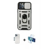 MARSİLYAN™- iPhone 12 Pro Kılıf Ahenk Klasik - Siyah 3D Antistatik Seramik Nano Ekran Koruyucu + Shine Kamera Lens - MI