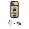 MARSİLYAN™- iPhone 12 Pro Kılıf Ahenk Klasik - Siyah 3D Antistatik Seramik Nano Ekran Koruyucu + Shine Kamera Lens - MI