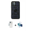 MARSİLYAN™- iPhone 12 Pro Kılıf Ahenk Klasik - Siyah 3D Antistatik Seramik Nano Ekran Koruyucu + Shine Kamera Lens - MI