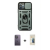 MARSİLYAN™- iPhone 12 Pro Kılıf Ahenk Klasik - Siyah 6D Mat Seramik Hayalet Nano Ekran Koruyucu + Neon Fosforlu Kamera Lens - BZ