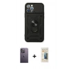 MARSİLYAN™- iPhone 12 Pro Kılıf Ahenk Klasik - Siyah 6D Mat Seramik Hayalet Nano Ekran Koruyucu + Neon Fosforlu Kamera Lens - BZ