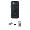 MARSİLYAN™- iPhone 12 Pro Kılıf Ahenk Klasik - Siyah 6D Mat Seramik Hayalet Nano Ekran Koruyucu + Renkli Kamera Lens Koruma Cam - SI