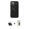 MARSİLYAN™- iPhone 12 Pro Kılıf Ahenk Klasik - Siyah 6D Mat Seramik Hayalet Nano Ekran Koruyucu + Kamera Lens Koruma Cam - SF