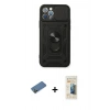MARSİLYAN™- iPhone 12 Pro Kılıf Ahenk Klasik - Siyah 6D Mat Seramik Hayalet Nano Ekran Koruyucu + Shine Kamera Lens Koruma Cam - GD