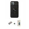 MARSİLYAN™- iPhone 12 Pro Kılıf Ahenk Klasik - Siyah 6D Mat Seramik Hayalet Nano Ekran Koruyucu + Sierra Blue Shine Kamera Lens Koruma Cam