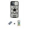 MARSİLYAN™- iPhone 12 Pro Kılıf Ahenk Klasik - Siyah Polymer Nano Ekran Koruyucu + Metal Kamera Lens Koruma Cam - GS