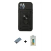 MARSİLYAN™- iPhone 12 Pro Kılıf Ahenk Klasik - Siyah Polymer Nano Ekran Koruyucu + Metal Kamera Lens Koruma Cam - MR