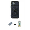 MARSİLYAN™- iPhone 12 Pro Kılıf Ahenk Klasik - Siyah Polymer Nano Ekran Koruyucu + Metal Kamera Lens Koruma Cam - GS