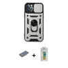 MARSİLYAN™- iPhone 12 Pro Kılıf Ahenk Klasik - Siyah Polymer Nano Ekran Koruyucu + Renkli Kamera Lens Koruma Cam - PE