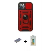MARSİLYAN™- iPhone 12 Pro Kılıf Ahenk Klasik - Siyah Polymer Nano Ekran Koruyucu + Sarı Renkli Kamera Lens Koruma Cam