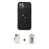 MARSİLYAN™- iPhone 12 Pro Kılıf Ahenk Klasik - Siyah Polymer Nano Ekran Koruyucu + Shine Kamera Lens - GD