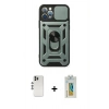 MARSİLYAN™- iPhone 12 Pro Kılıf Ahenk Klasik - Siyah Polymer Nano Ekran Koruyucu + Shine Kamera Lens - GS
